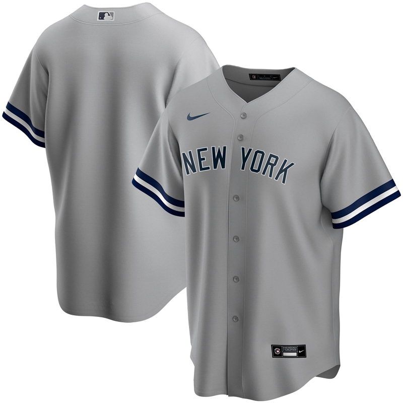 2020 MLB Men New York Yankees Nike Gray Road 2020 Replica Team Jersey 1->new york yankees->MLB Jersey